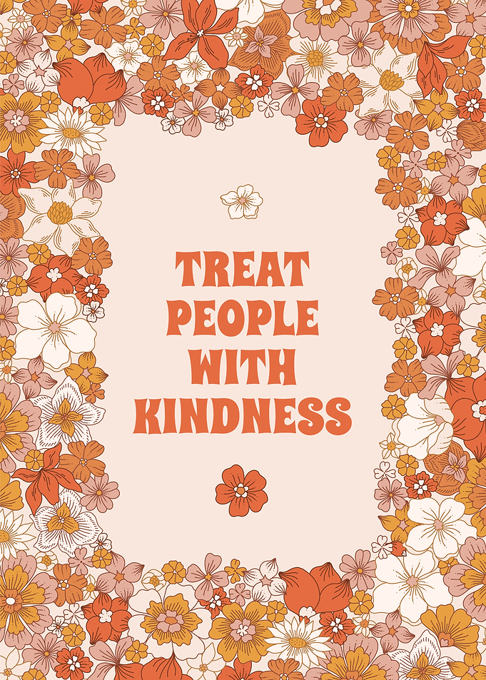 Retro Floral 'Treat People With Kindness' Poster