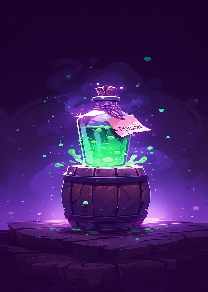 Poison Potion on Wooden Barrel