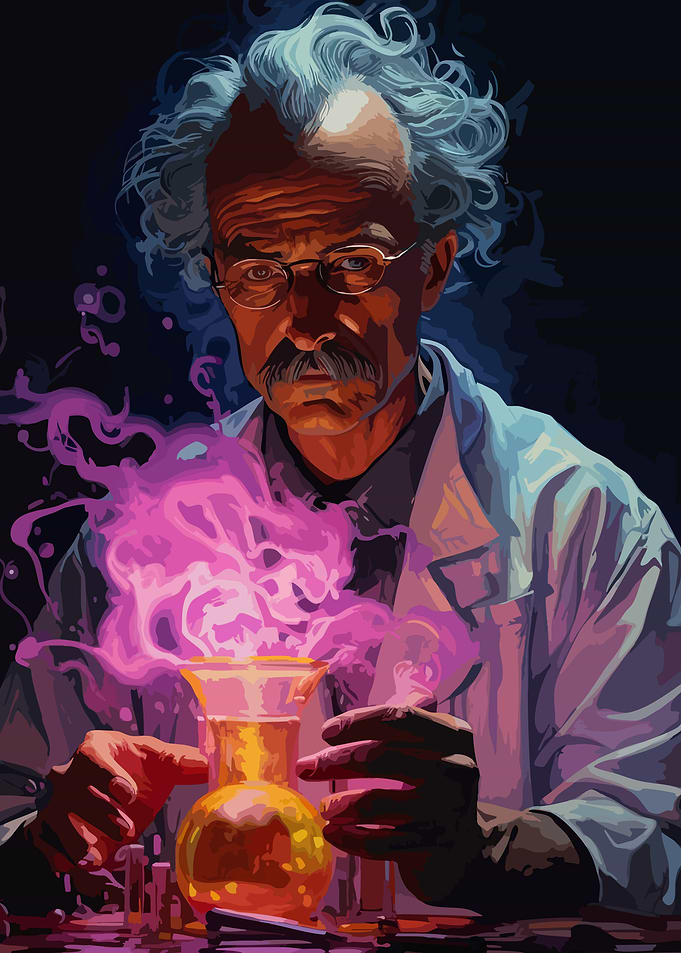 Scientist conducting a colorful experiment