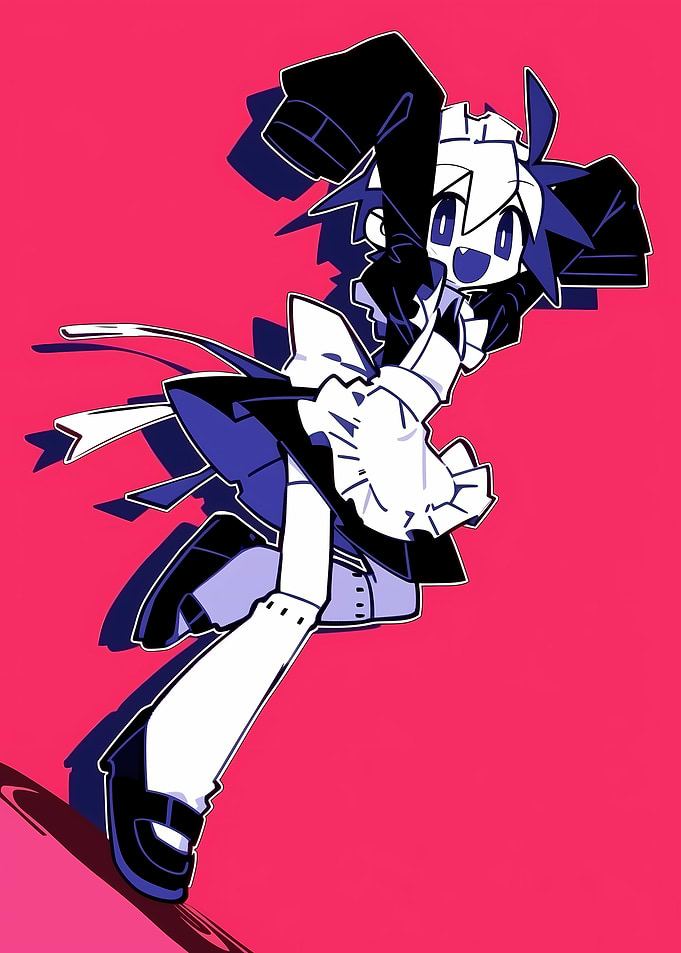 Anime Maid Character in Dynamic Pose