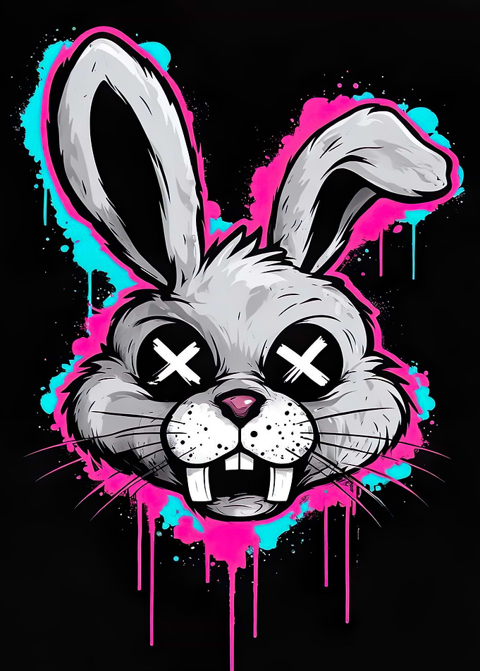 Graffiti Bunny with X Eyes