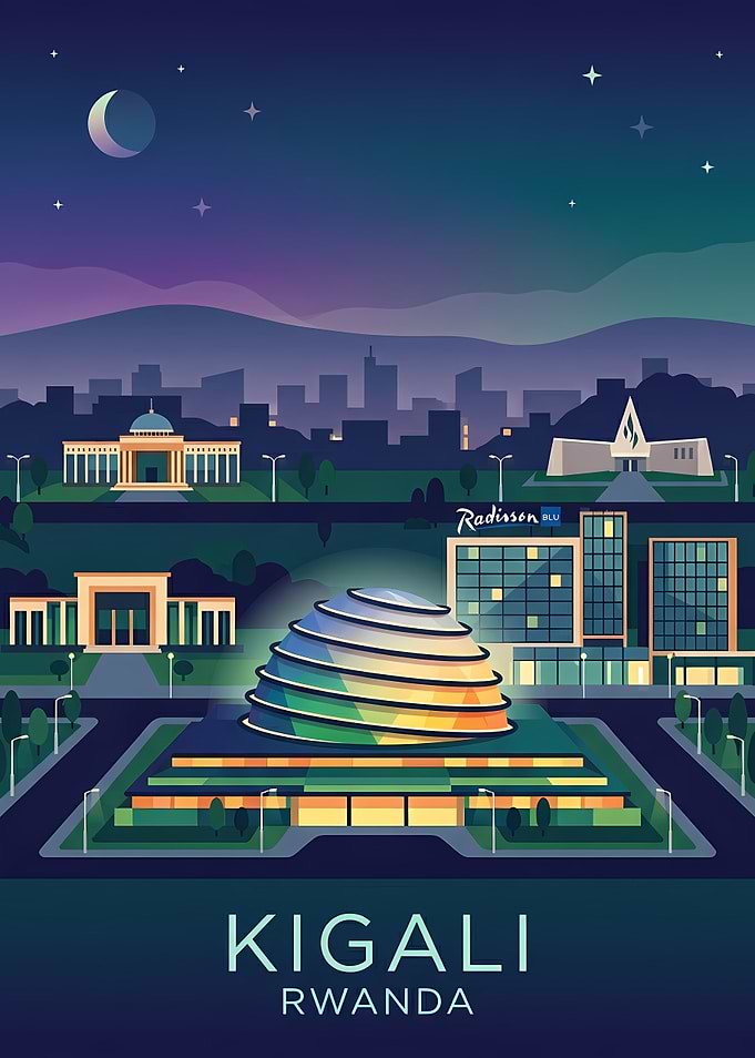 Kigali Rwanda Cityscape at Night