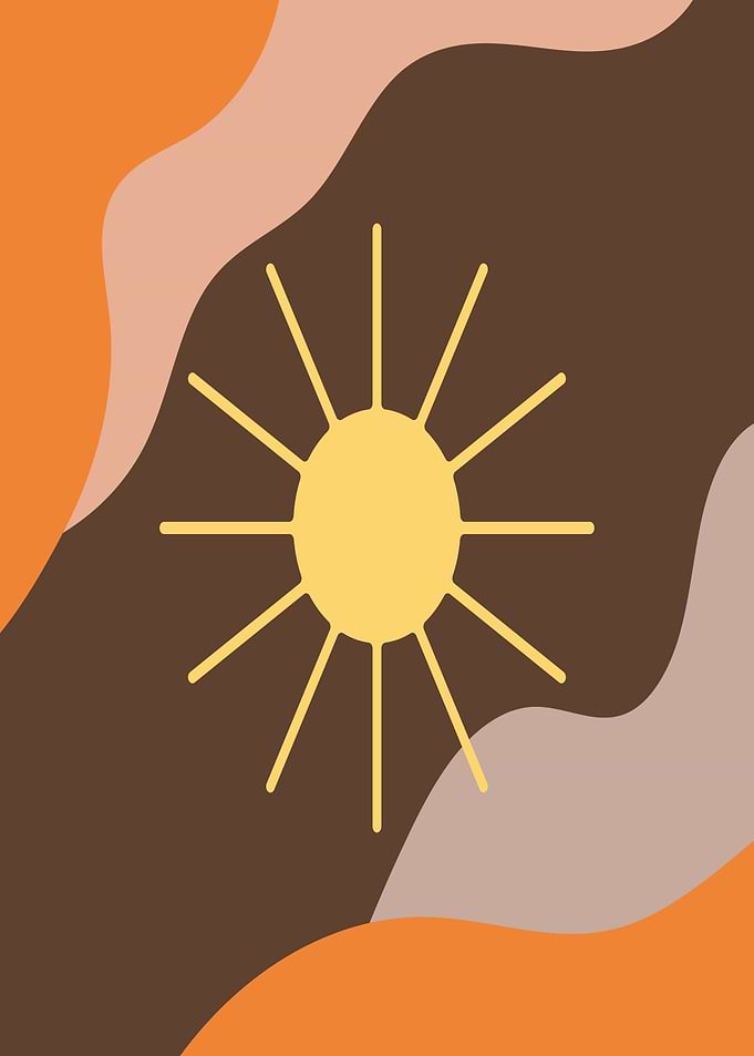 Abstract Sun and Wavy Shapes