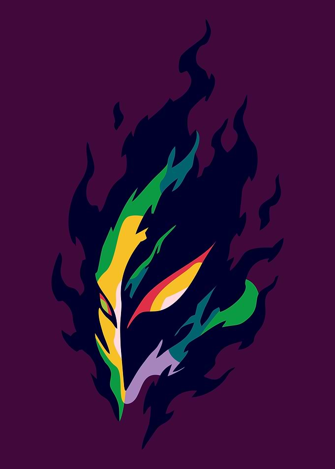 Dark Fiery Mask with Colorful Accents