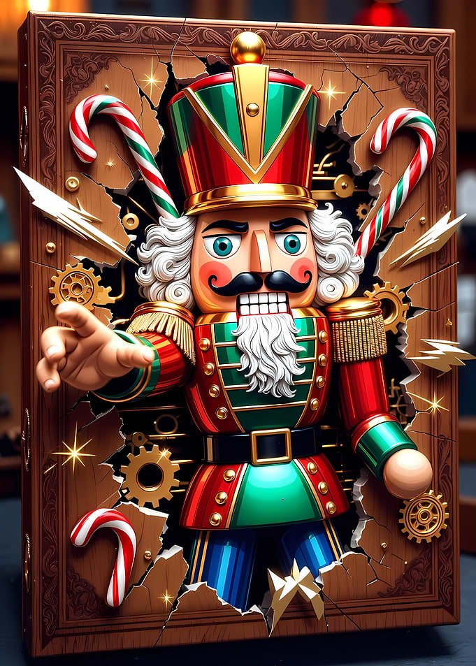 Nutcracker Breaking Through Wood