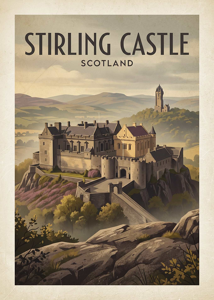 Stirling Castle Scotland Vintage Poster