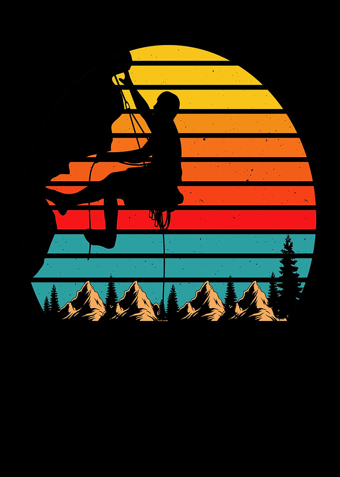 Rock Climber Sunset Retro Graphic