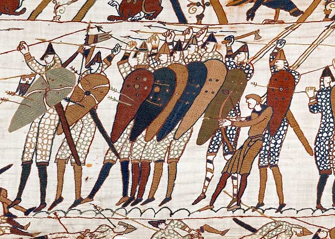 English Warriors at the Battle of Hastings Bayeux Tapestry Scene 51