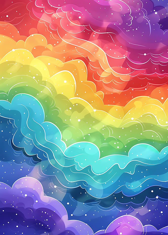 Rainbow Clouds with Stars