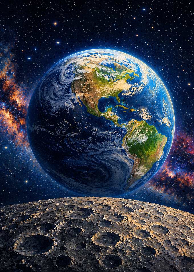 Earth and Moon in Space
