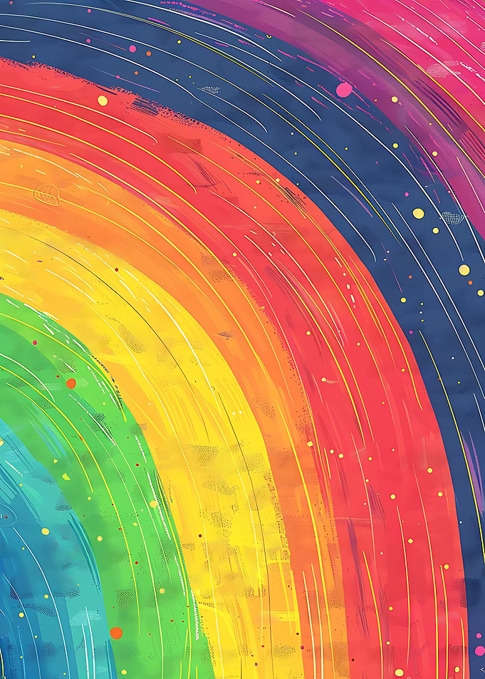 Abstract Rainbow Swirls with Speckles