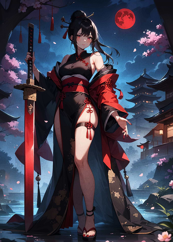 Anime Samurai Woman with Katana