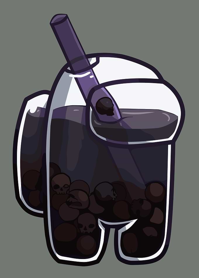 Among Us Boba Drink with Skulls