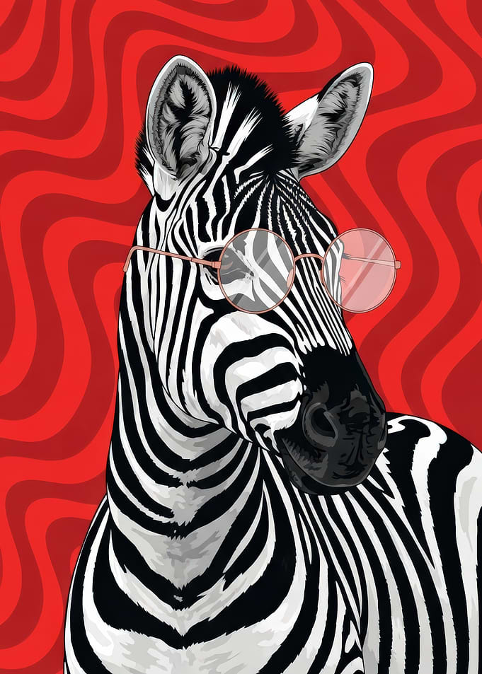 Zebra Wearing Round Glasses