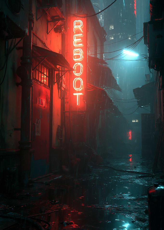 Cyberpunk Alleyway with Neon Sign