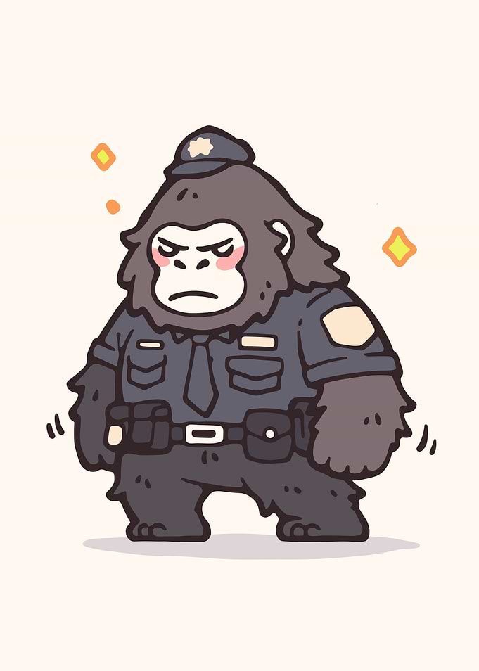 Gorilla Police Officer Cartoon