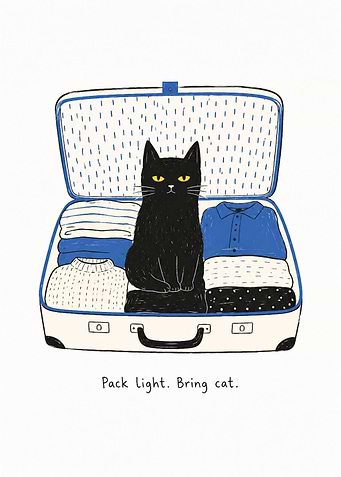 Black cat in a suitcase