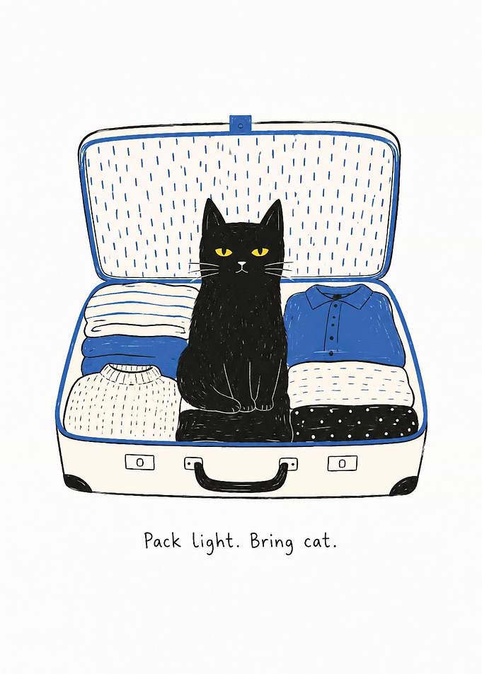 Black cat in a suitcase