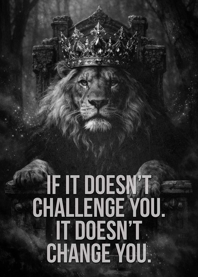 Lion King on Throne with Quote