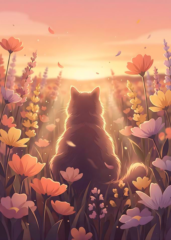 Sunset Dreams of a Garden Cat