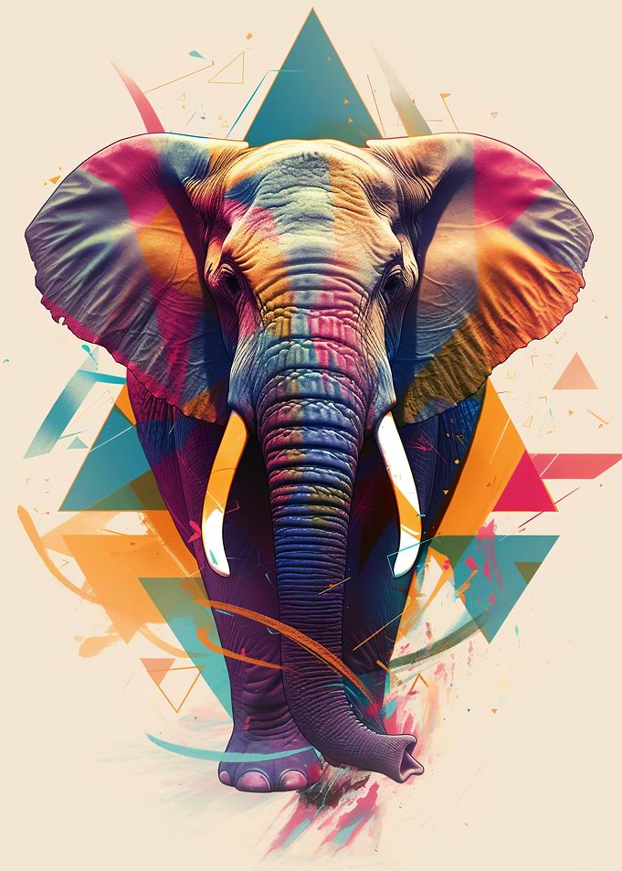 Colorful Abstract Elephant Portrait