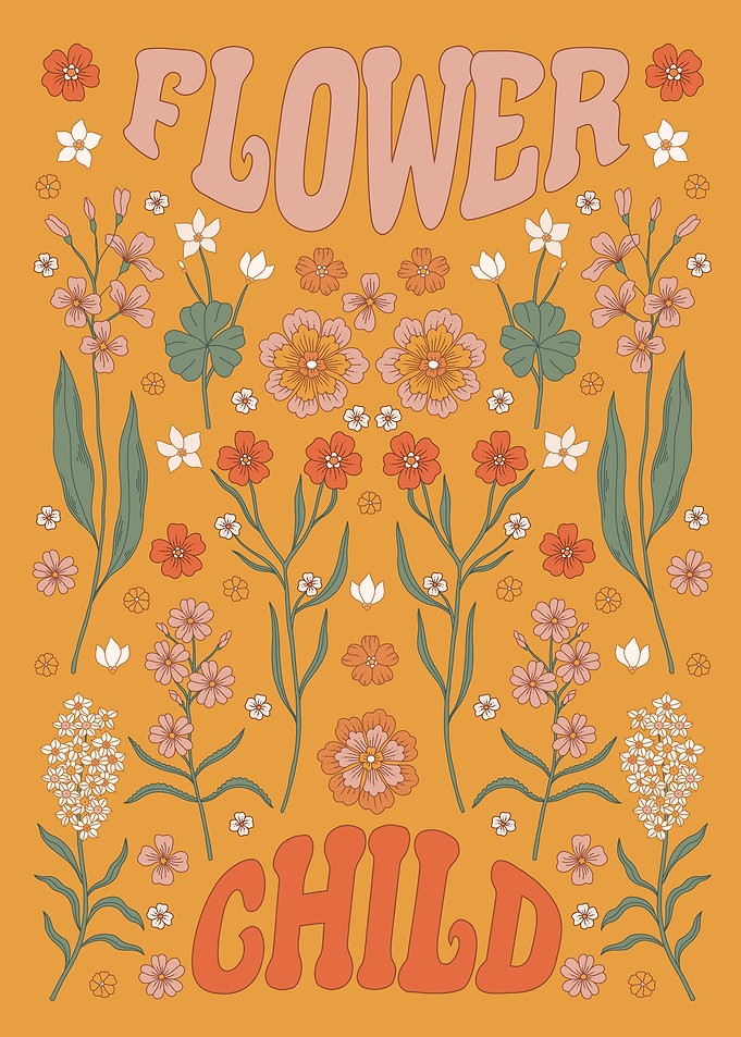 Retro Flower Child Floral Art