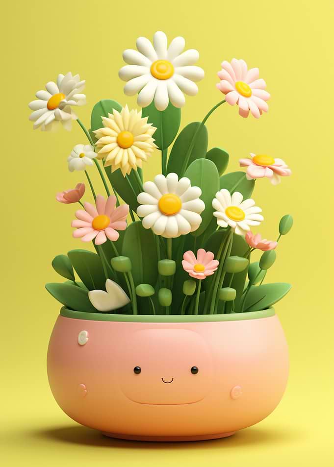Cute Flower Pot with Smiling Face