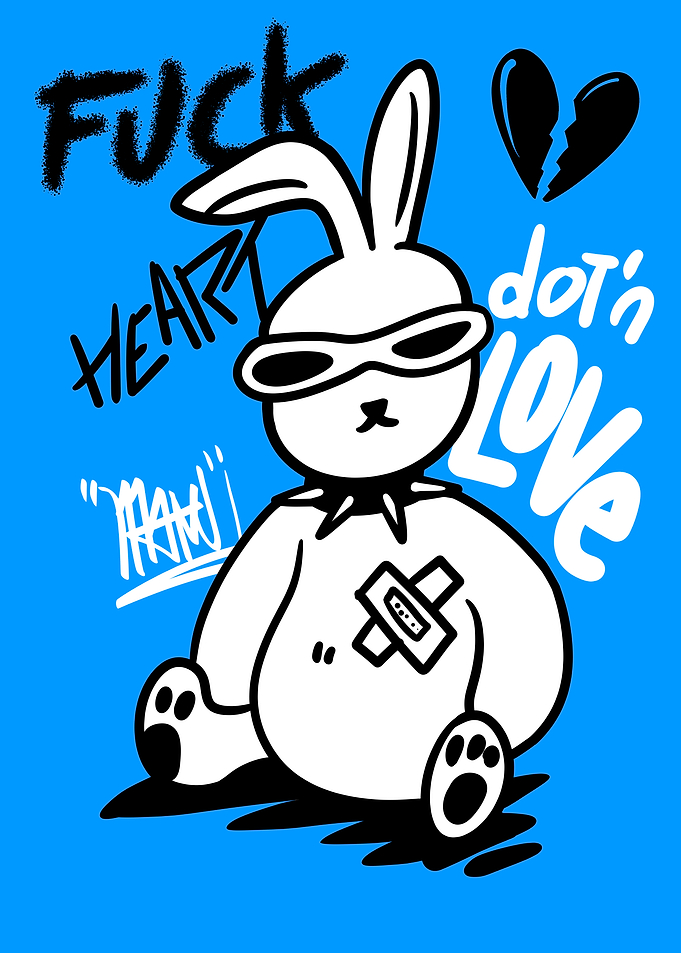 Sad Bunny with Broken Heart