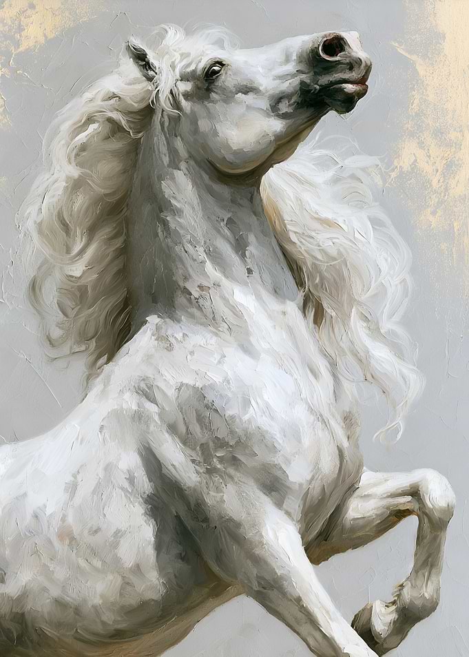 Majestic White Horse Painting