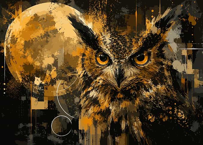 Majestic Owl and Moon