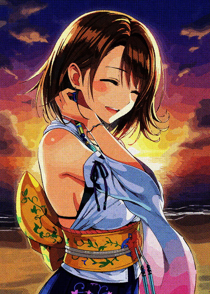 Cartoon Girl on Beach at Sunset