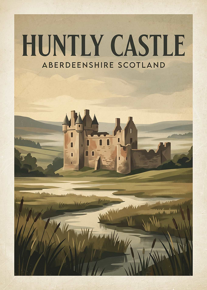 Huntly Castle Aberdeenshire Scotland Vintage Poster