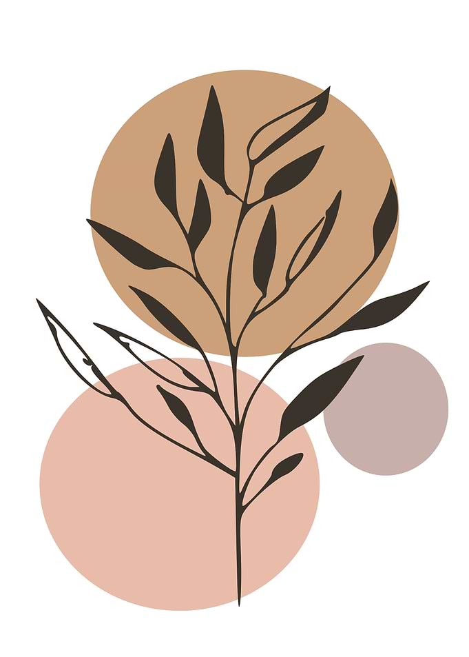 Abstract botanical art with circles
