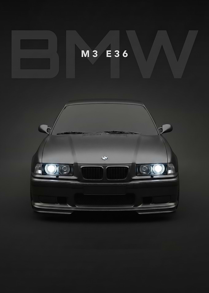 matte black BMW M3 E36 Front View