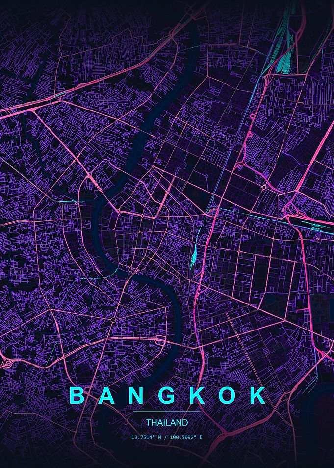 Bangkok City Map Poster