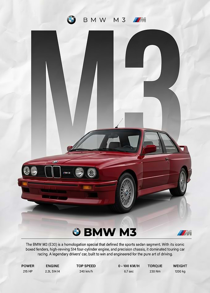 red legend BMW M3 E30 evo Poster