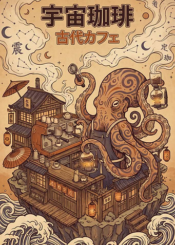 Octopus Barista in a Cosmic Cafe