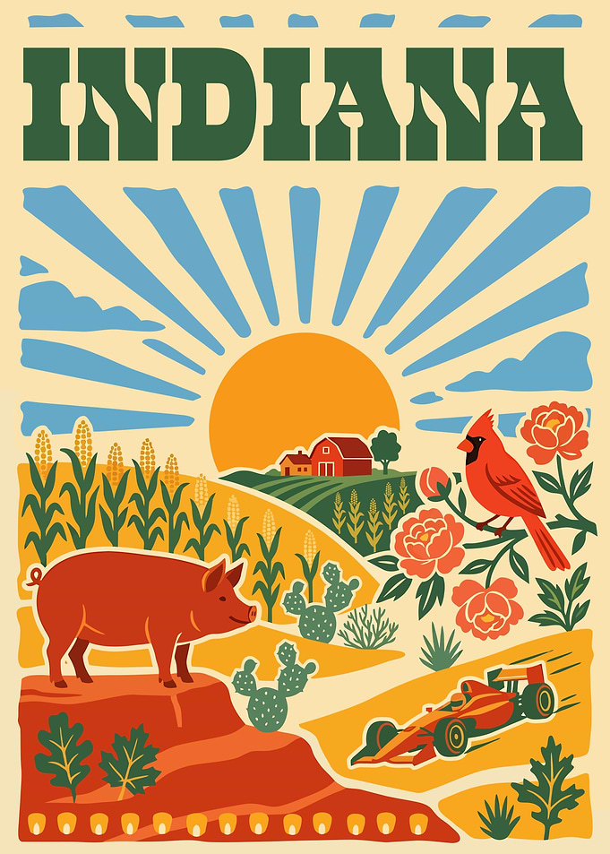 Indiana State Retro Poster
