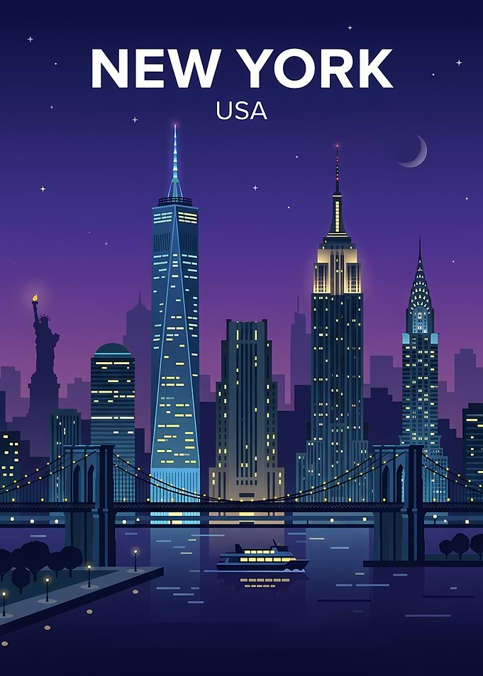 New York City Skyline at Night