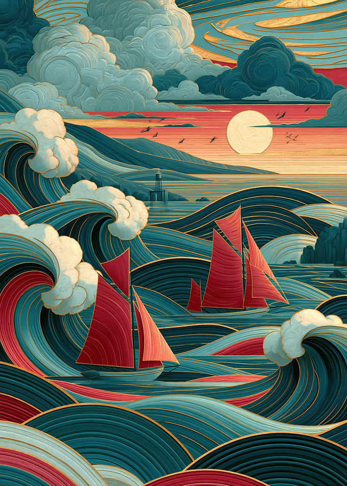 Sailboats on a Stormy Sea