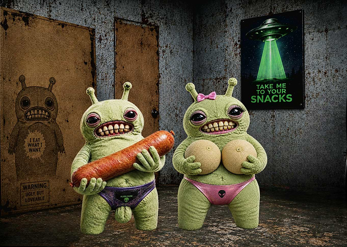 Funny Aliens with Sausage and Melons