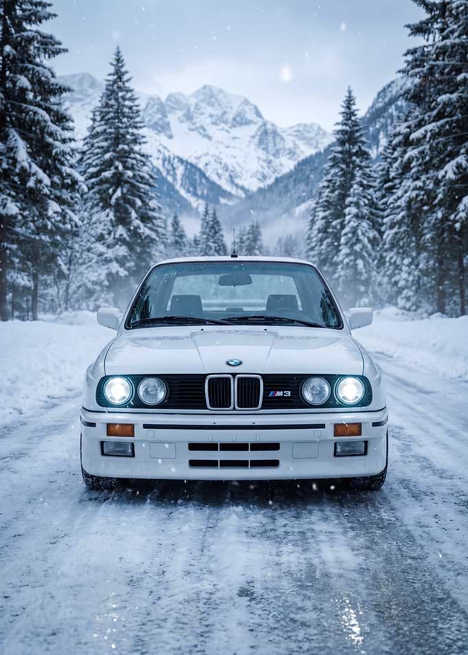 BMW M3 E30 in Snowy Mountains