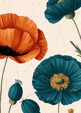 Vibrant Poppy Floral Art