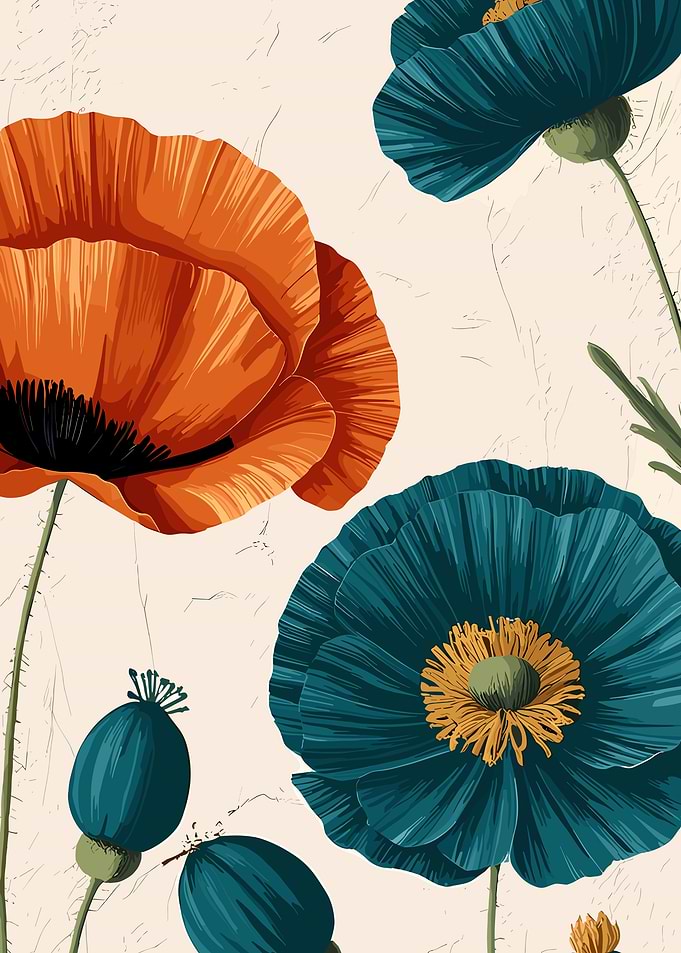 Vibrant Poppy Floral Art