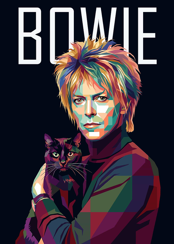 David Bowie with Black Cat Pop Art