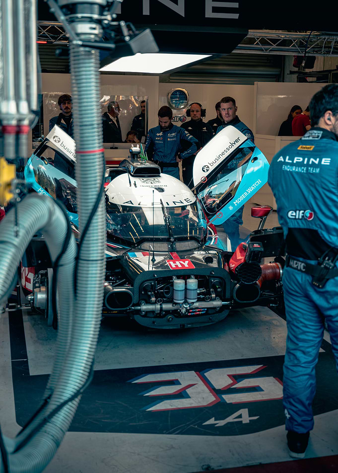Alpine Endurance Team Race Car in Pit Stop