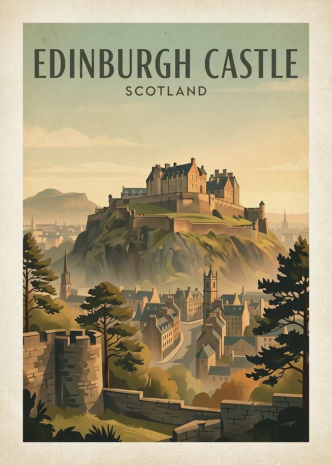 Edinburgh Castle Vintage Poster