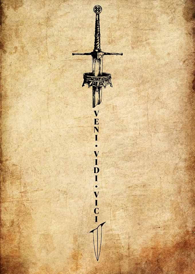 Veni Vidi Vici Sword Tattoo