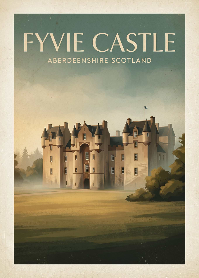 Fyvie Castle Aberdeenshire Scotland Vintage Poster
