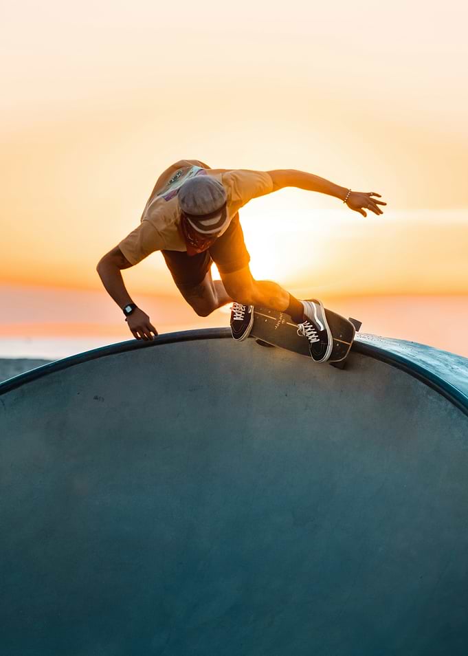 Skate Ramp Sunset Poster — Golden Hour Bowl Wall Art, California Skate Photography